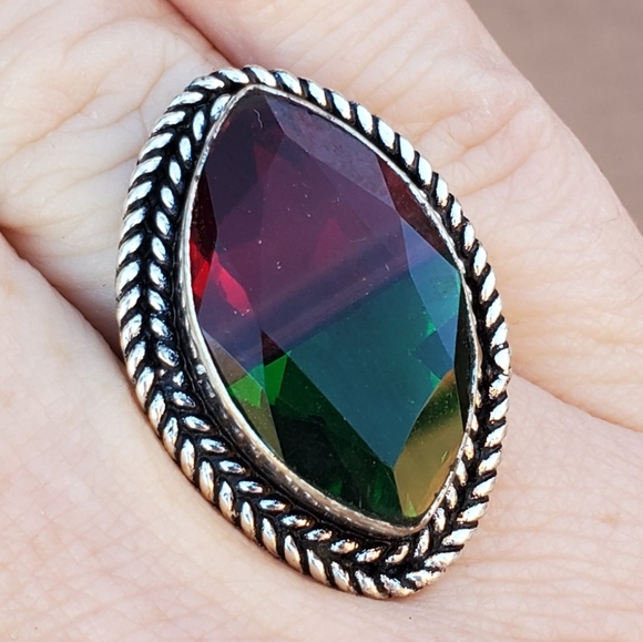 New Bi-Color Tourmaline 925 Silver Ring. - Picture 2 of 14